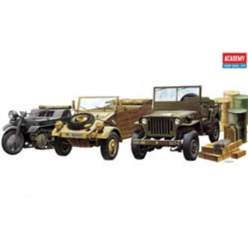 Academy WWII Vehicle Set. Kubelwagen Kettenkrad Willys Jeep Diorama Base Jerry Cans Crates. 7 Academy WWII Vehicle Set. Kubelwagen Kettenkrad Willys Jeep Diorama Base Jerry Cans Crates. - Image 5