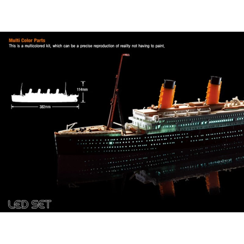 Academy R.M.S. Titanic + LED SetUpper Deck And Cabin Lighting EffectMCP (Multi Coloured Parts)LED Unit.Display Stand With Battery Holder 4 Academy R.M.S. Titanic + LED SetUpper Deck And Cabin Lighting EffectMCP (Multi Coloured Parts)LED Unit.Display Stand With Battery Holder - Image 2
