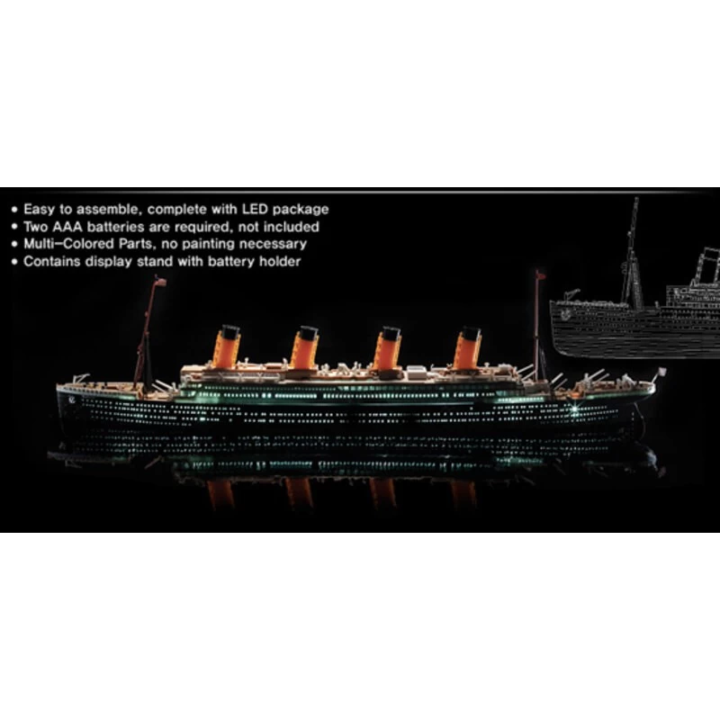 Academy R.M.S. Titanic + LED SetUpper Deck And Cabin Lighting EffectMCP (Multi Coloured Parts)LED Unit.Display Stand With Battery Holder 6 Academy R.M.S. Titanic + LED SetUpper Deck And Cabin Lighting EffectMCP (Multi Coloured Parts)LED Unit.Display Stand With Battery Holder - Image 4