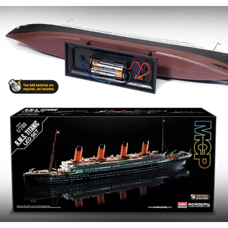 Academy R.M.S. Titanic + LED SetUpper Deck And Cabin Lighting EffectMCP (Multi Coloured Parts)LED Unit.Display Stand With Battery Holder 8 Academy R.M.S. Titanic + LED SetUpper Deck And Cabin Lighting EffectMCP (Multi Coloured Parts)LED Unit.Display Stand With Battery Holder - Image 6