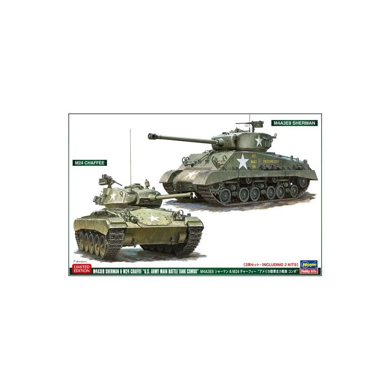 Hasegawa Plastic Tank Models M4A3E8 Sherman And M24 Chaffee 1:72 Model Kit 4 Hasegawa Plastic Tank Models M4A3E8 Sherman And M24 Chaffee 1:72 Model Kit - Image 2