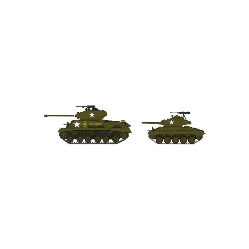 Hasegawa Plastic Tank Models M4A3E8 Sherman And M24 Chaffee 1:72 Model Kit 3 Hasegawa Plastic Tank Models M4A3E8 Sherman And M24 Chaffee 1:72 Model Kit