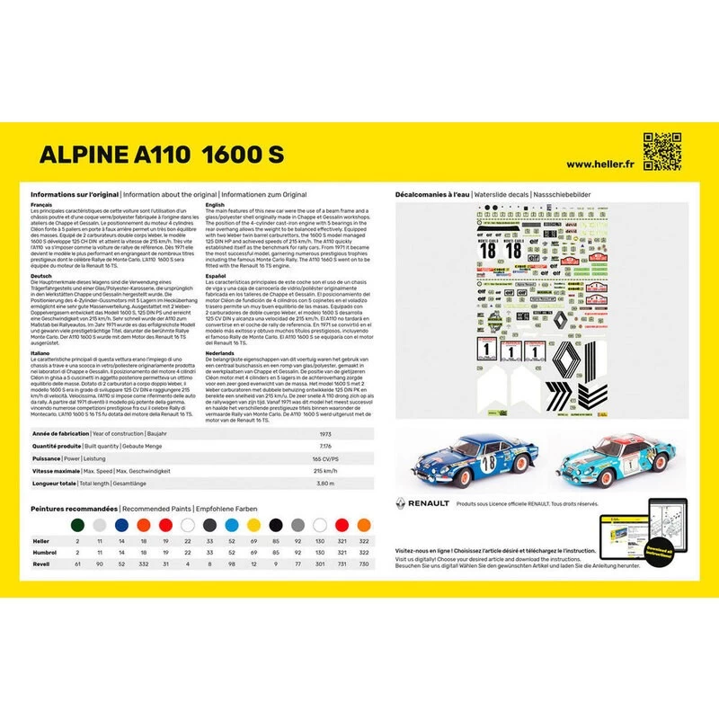 Heller STARTER KIT Alpine A110 1600 S 1/24 Model Kit 7 Heller STARTER KIT Alpine A110 1600 S 1/24 Model Kit - Image 5