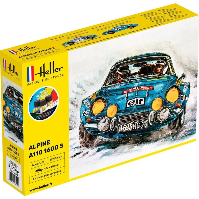 Heller STARTER KIT Alpine A110 1600 S 1/24 Model Kit 3 Heller STARTER KIT Alpine A110 1600 S 1/24 Model Kit