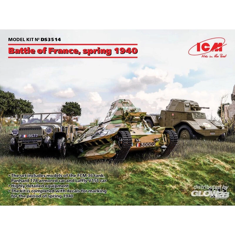 ICM Battle Of France, Spring 1940 (Panhard 178 AMD-35,FCM 36,Laffly V15T) Model Kit 2 ICM Battle Of France, Spring 1940 (Panhard 178 AMD-35,FCM 36,Laffly V15T) Model Kit
