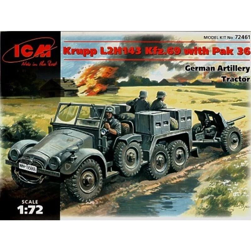 ICM Krupp L2H143 Kfz.69 Artillery Tractor & PaK 36 Gun Model Kit 3 ICM Krupp L2H143 Kfz.69 Artillery Tractor & PaK 36 Gun Model Kit