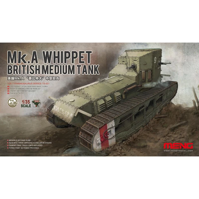 MENG MODEL: 1/35 BRITISH MEDIUM TANK Mk.A WHIPPET Model Kit 3 MENG MODEL: 1/35 BRITISH MEDIUM TANK Mk.A WHIPPET Model Kit