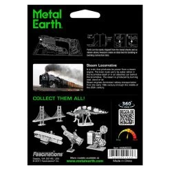 Metal Earth MetalEarth Vehicles: STEAM LOCOMOTIVE 10.9x2.28x2.97cm, Metal 3D Model With 2 Sheets, On Card 12x17cm, 14+ -Professional Model Toy Store metal earth 5061033 metalearth vehicles steam locomotive 10 9x2 28x2 1 3