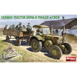 German Tractor D8506 With Trailer & Crew Model Kit