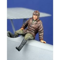 1 X WWI Pilot Seated Outside Aircraft (on Wing Or Fuselage) Figure