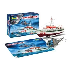 Revell SAR 'Goodbye' DGzRS ‘Berlin’ (formally ‘Arkona’) And Westland Seaking Mk.41 Gift Set. Includes Paint, Glue And Brush [search And