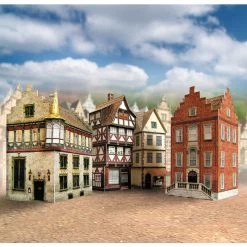 4 Old Town Houses Cardboard Modelkit