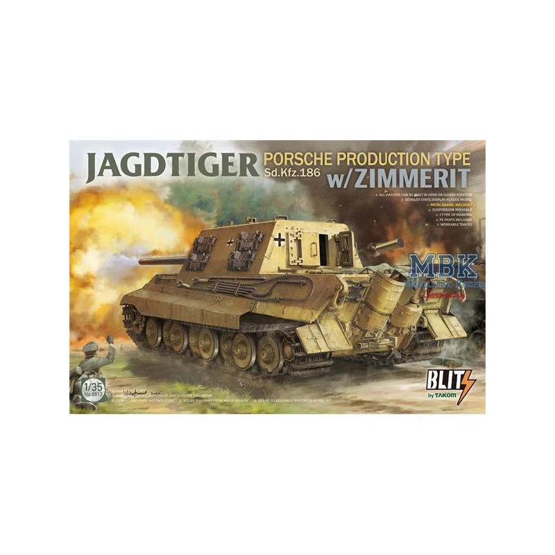 Jagdtiger Porsche Produktion Sd.Kfz.186 W/Zimmerit Model Kit 3 Jagdtiger Porsche Produktion Sd.Kfz.186 W/Zimmerit Model Kit