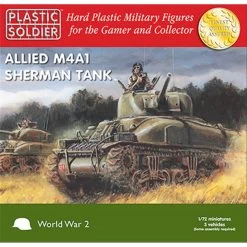 PLASTIC SOLDIER CO: 1/72nd Easy Assembly Sherman M4A1 75mm Tank; 3 Vehicles In A Box Model Kit