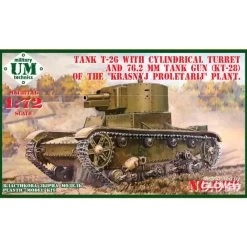 T-26 Tank Cylindrical Turret And 76.2mm Gun KT-28, Plastic Tracks Model Kit